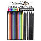 Odunsuz Grafiti Kalemi 12 Renk ve 6 Siyah 1 Paket Odunsuz Kömür Kalemi Füzen Çizim Eskiz Kalemi Karakalem Kalemi
