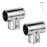 ODYSUNRAL Tekne Küpeşte Bağlantısı 90 Derece Tee Rayı 7/8 "Boru için, Ağır İş, 316 Paslanmaz Çelik, Deniz Tekne Korkuluk Tee Konnektörü (2'li Paket)
