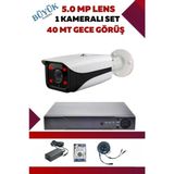 OEM 1 Kameralı Hd Büyük Kasa Set - 5mp Sony Lensli Full Hd Gece Görüşlü Güvenlik Kamerası Sistemi