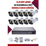 OEM 10 Kameralı Set - 5MP Sony Lensli Full Hd Renkli Gece Görüşlü Güvenlik Kamerası Sistemi -44080211279