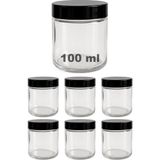 OEM 100 ml Cam Kavanoz Şeffaf 100 cc Krem Kavanozu Siyah Kapaklı Kozmetik Kavanoz 6 Adet