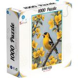 OEM 1000 Parça Puzzle, Sarı Çiçekler ve Kuş Temalı
