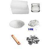 OEM 10K Mum Yapım Başlangıç Seti 1kg Parafin Kavanoz Ahşap Fitil Ip Fitil Stearin Evde Mum Yapımı