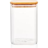 OEM 1100ML Sızdırmaz Vakumlu Bambu Kapaklı Borosilikat Cam Kavanoz – Hava Geçirmez & Dayanıklı Gıda Saklama Kabı (10CM x 17CM) - Şeffaf