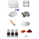 OEM 13K Mum Yapım Başlangıç Seti 1kg Parafin Kavanoz 3 Esans 3 Boya Fitiller Stearin Evde Mum Yapımı