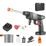OEM 150WATT 48V Akülü Şarjlı Yüksek Basınçlı Oto Araba Bahçe Yıkama,temizleme Su Tabancası 5mt Hortumlu Köpüklü Aparatlı 1200 Rpm Filtreli Çantalı Oto Yıkama - Siyah