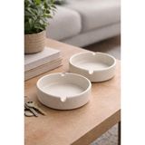OEM 2 Adet Mat Seramik Kül Tablası Sade Yuvarlak Kül Tabağı Küllük 10 cm (Beyaz)