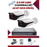 OEM 2 Kameralı Hd Büyük Kasa Set - 5mp Sony Lensli Full Hd Gece Görüşlü Güvenlik Kamerası Sistemi