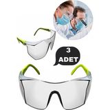 OEM 3 Adet Iş Güvenliği Koruma Gözlüğü Laboratuvar Deney Inşaat Koruyucu Şeffaf Gözlük - Tek Renk