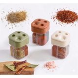 OEM 4 Bölmeli Döner Kapaklı Pratik Baharatlık - Modern Tasarım Şeffaf Baharat Kavanozu (1'li, 2'li ve 3'lü Paket Seçenekleri - Karışık Renk) (2)