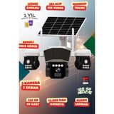 OEM 4K Simkartlı 3 Kameralı Güvenlik Kamerası Renkli Gece Görüş Sesli 360 Derece W04 - Beyaz