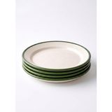 OEM 4'lü Emaye Servis Tabağı Seti - 25 cm Krem Renkli Yeşil Kenarlı Yemek Tabağı Takımı - Retro Nostaljik Tasarım, Dayanıklı ve Sağlıklı Mutfak Gereçleri - Kamp ve Ev Kullanımına Uygun - Krem - Yeşil