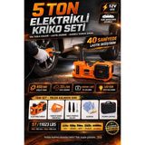 OEM 5 Ton Elektrikli Kriko Seti 12V, 3’ü 1 Arada Hidrolik Araç Krikosu Somun Sıkma Tabancası Hava Kompresörü, 450NM Tork, LED Işıklı, Suv Sedan Pickup Uyumlu Acil Yol Seti Enjk1