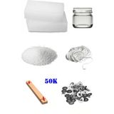 OEM 50K Mum Yapım Başlangıç Seti 500GR Parafin Kavanoz Fitiller Stearin Evde Mum Yapımı - 1