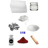 OEM 51K Mum Yapım Başlangıç Seti 500GR Parafin Kavanoz 1 Esans 1 Boya Fitiller Stearin Evde Mum Yapımı