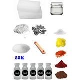 OEM 55K Mum Yapım Başlangıç Seti 500GR Parafin Kavanoz 5 Esans 5 Boya Fitiller Stearin Evde Mum Yapımı - 1