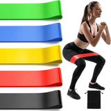 OEM 5'li Pilates Direnç Bandı Seti - Egzersiz ve Fitness Bantları - 5 Farklı Sertlik Seviyesi - Evde Spor, Yoga, Fizik Tedavi ve Kas Geliştirme Için Esnek Silikon Egzersiz Lastiği - Kırmızı
