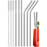 OEM 6’lı Krom Paslanmaz Metal Pipet Seti – 3 Adet Pipet Temizleme Fırçası Hediyeli, Çevre Dostu Metal Pipet, Dayanıklı Paslanmaz Çelik Pipet, Uzun &amp; Kısa Içecek Pipeti Seti (6 Lı Set)