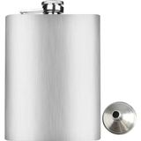 OEM 8 Oz 235 cc Cep Tipi Vidalı Kapak Çelik Konyak Viski Içki Matarası (Huni Dahil) - Gümüş