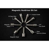 OEM 9 Parça Manyetik Somun Ucu Seti – 5MM-13MM Arası Lokma Uç Takımı, Matkap Uyumlu Somun Sökme Adaptörü, 1/4" Altıgen Şaft, Manyetik Başlıklı Lokma Anahtar Uçları