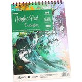 OEM A4 Spiralli Akrilik Sketchbook Resim Defteri, 300GR, 15 Yaprak - Beyaz