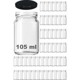OEM Afracam 105 ml Metal Siyah Kapaklı 105 cc Şeffaf Konserve Cam Kavanoz 48 Adet