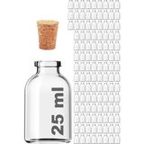 OEM Afracam Şeffaf 25 ml / 25 cc Mantar Tıpalı Boş Cam Şişe 115 Adet - Tek Ebat