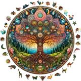 OEM Ahşap Puzzle Yetişkin - Kozmik Yaşam Ağacı - 252 Parça, 29 x 29 cm - Yapıştırıcı Folyo Dahil - Benzersiz Şekilli Parçalar & Özel Figürler - A1-08