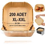 OEM Airfryer Pişirme Kağıdı,xl-Xxl Büyük Boy, Kare, 200 Adet Hava Fritöz Parşömen Fırın Kağıdı Tek Kullanımlık Kağıt Fırın Fritöz Pişirme Kızartma Tavası Için Uygun 20CM