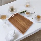 OEM Akasya Ağacından Dikdörtgen Sunum Tepsi, Ahşap Çay, Kahve ve Servis Tepsisi (33X22X5CM)