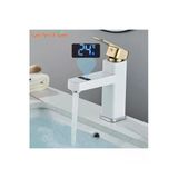 Oem Akıllı Dijital Sıcaklık Led Ekran Banyo Lavabo Bataryası Beyaz Gold İthal 7 Yıl Garantili