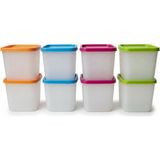 OEM Alaska 8'li Derin Dondurucu Saklama Kabı Seti - 380 ml Kar Tanesi Desenli Erzak Kabı - Kırılmaz Esnek Yapı, Bpa Free (4 Renk x 2 Adet)