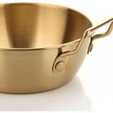 OEM Amberhaus Gold Renk Paslanmaz Çelik Mini Sahan ve Sunumluk - Kulplu Metal Kahvaltılık, Sosluk ve Meze Tabağı - Mat Altın Görünümlü Servis Tavası (12 Cm)