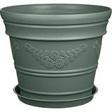 OEM Antik Papatya Desenli Yeşil Saksı 3 Litre Yeşil