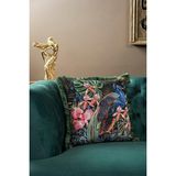 OEM Asdiva Lüks Kadife 43X43 cm Kırlent Kılıfı Dekoratif Yumuşak Salon Avangart Saçaklı Yeşil Siyah