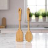 OEM Bambu 2'li Servis Seti, Tavalarınız ve Kızarmanız Için Spatula, Servisleriniz Için Büyük Kaşık | 2 Adet Lüks Bambu Set