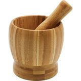 OEM Bambu Havan ve Tokmak Seti, Büyük Boy Mutfak Havanı, Baharat ve Sarımsak Öğütücü ve Döveceği - Kahverengi