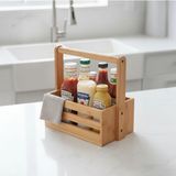 OEM Bambu Masa Üstü Taşınabilir Sosluk ve Peçetelik, Bambu Tezgah Üstü Ketçap,-Mayonez ve Hardallık, Taşınabilir Sosluk (24 * 14.5 * 22CM)