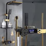 OEM Banyo Bataryası Duş Seti Dijital Yeni Model Siyah / Gold Bideli Tertostatlı - Altın - Siyah