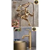 OEM Banyo Bataryası Duş Seti ve Çanak Lavabo Bataryası Antik Işlemeli Kollu Model 7 Yıl Garantili Ithal