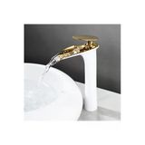 Oem Banyo Çanak Lavabo Bataryası Beyaz / Gold Renk Yeni Şelale Model 7 Yıl Garantili Ithal