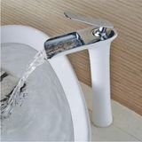 OEM Banyo Çanak Lavabo Bataryası Beyaz Krom Renk Şelale 5 Yıl Garantili, Model Kodu: A319