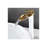 OEM Banyo Çanak Lavabo Bataryası Beyaz/Gold Renk Yeni Şelale Model 7 Yıl Garantili Ithal BEYAZ GOLD, Model Kodu: A822