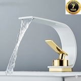 OEM Banyo Lavabo Bataryası Beyaz Gold Şelale Tasarım Yeni Model 7 Yıl Garantili Ithal - Beyaz - Altın
