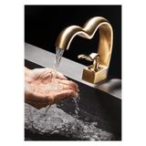 OEM Banyo Lavabo Bataryası Mat Gold Renk Şelale Kalp Yeni Tasarım 7 Yıl Garantili İthal MAT GOLD, Model Kodu: A726