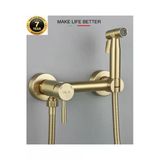 Oem Banyo Tuvalet Bide Basınçlı Püskürtücü Taharet Musluğu Çift Su Girişli Mat Gold İthal 7 Yıl Garanti