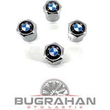OEM BMW Logolu Çelik Sibop Kapağı 4 Adet Dayanıklı Tasarım ve Şık Görünüm ile