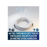 OEM Çanak Anten Uydu Televizyon Kablosu Rg6 Hd 64 Tel Trısheld Çift Folyo Yırtılmaz Kalın Plastik 20 Metre Uydu Kablosu