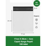 OEM Cepsiz Kargo Poşeti | 17 x 26+4 cm | 100 Adet | Beyaz | Küçük Boy