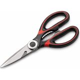 OEM Çok Amaçlı Mutfak Makası, Paslanmaz Çelik Bıçak, Entegre Ceviz Kırıcı ve Şişe Açacağı, Kaymaz Ergonomik Sap, Tavuk, Et, Sebze ve Ambalaj Kesimi Için - Kırmızı